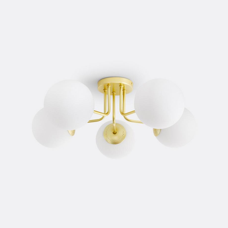 Plafonnier laiton et verre opaline