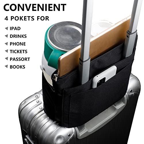 Only-bags.store Porte-gobelet à bagages, porte-gobelet de voyage pouvant contenir deux tasses à café et tablettes, s'adapte à la plupart des poignées de valise, accessoires de voyage pratiques pour les voyageurs, agents de bord, noir  
