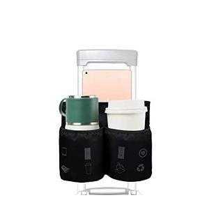 Only-bags.store Porte-gobelet à bagages, porte-gobelet de voyage pouvant contenir deux tasses à café et tablettes, s'adapte à la plupart des poignées de valise, accessoires de voyage pratiques pour les voyageurs, agents de bord, noir  