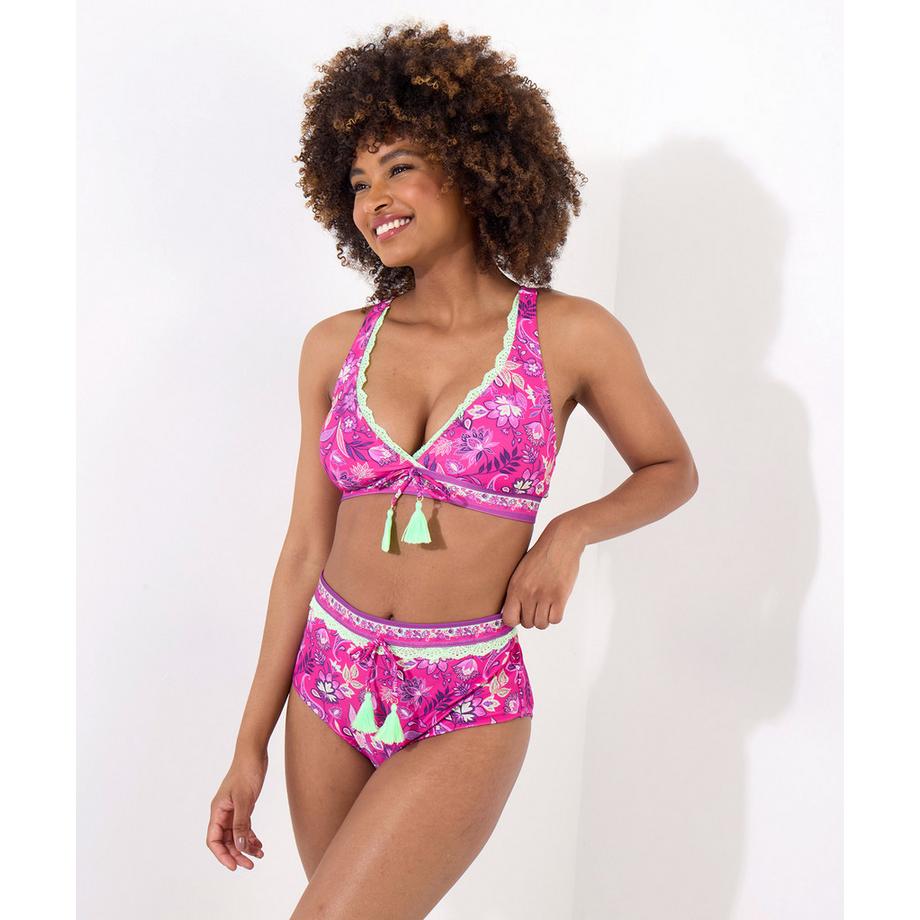 Joe Browns Slip De Bain Froncé À Bordures En Dentelle Néon Tropical  