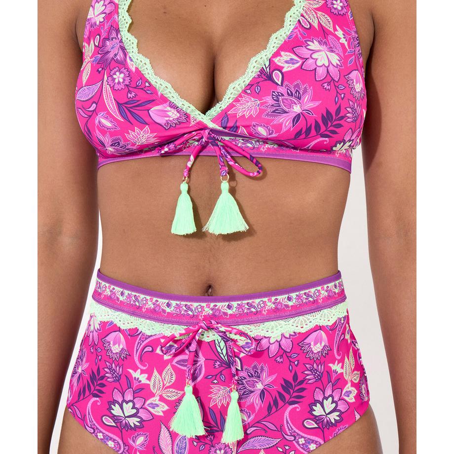 Joe Browns Slip De Bain Froncé À Bordures En Dentelle Néon Tropical  