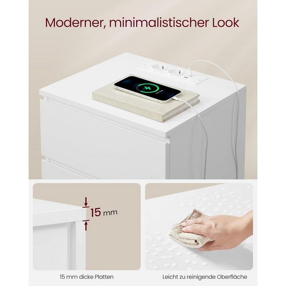Songmics Nachttisch mit Steckdosenleiste  