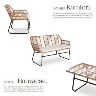 Tectake Salon de jardin en résine tressée MOLFETTA XL pour 4 personnes  