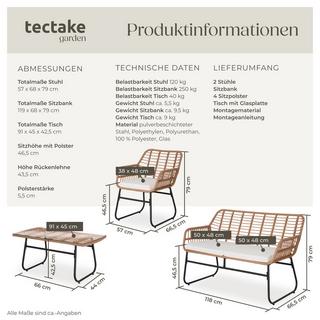 Tectake Salon de jardin en résine tressée MOLFETTA XL pour 4 personnes  