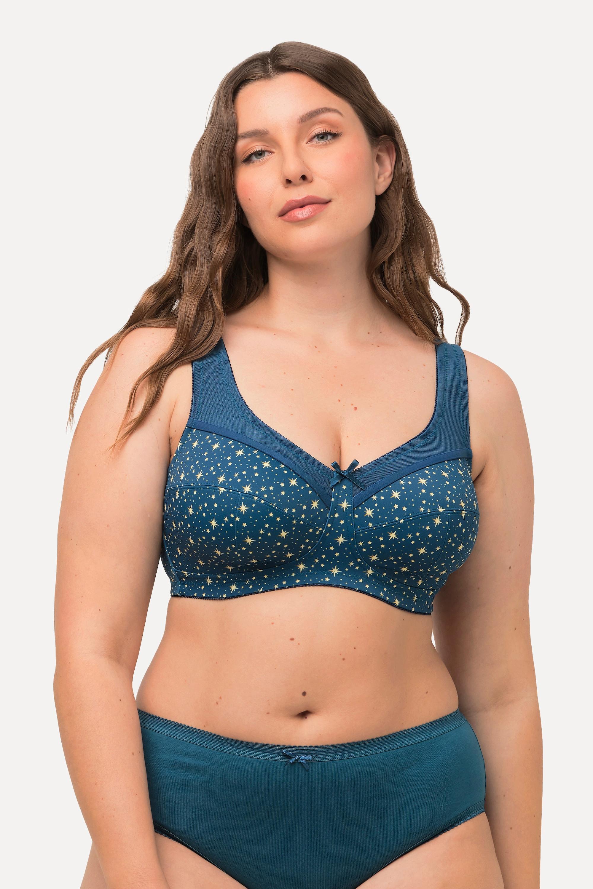 Ulla Popken  Soutien-gorge de maintien, sans armatures, motif étoiles, bonnet C - D 