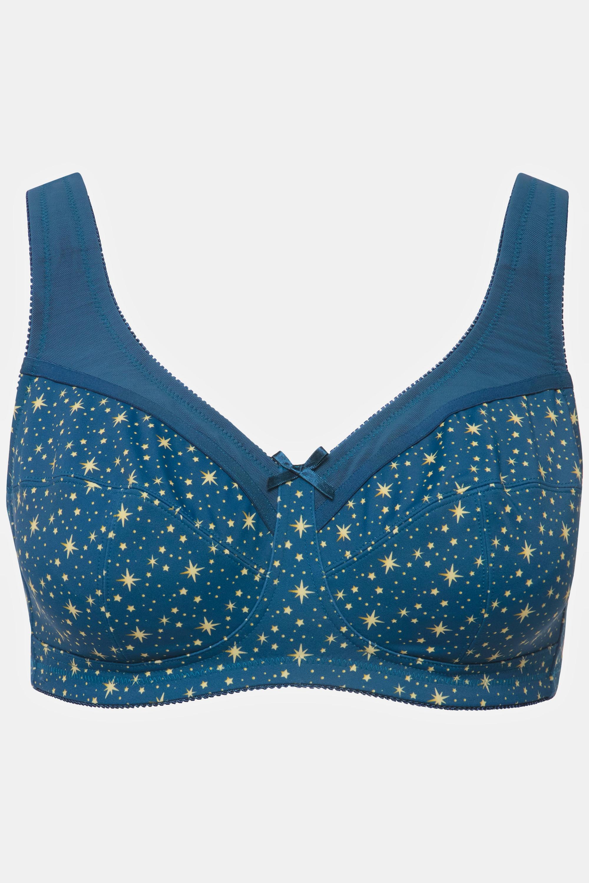 Ulla Popken  Soutien-gorge de maintien, sans armatures, motif étoiles, bonnet C - D 