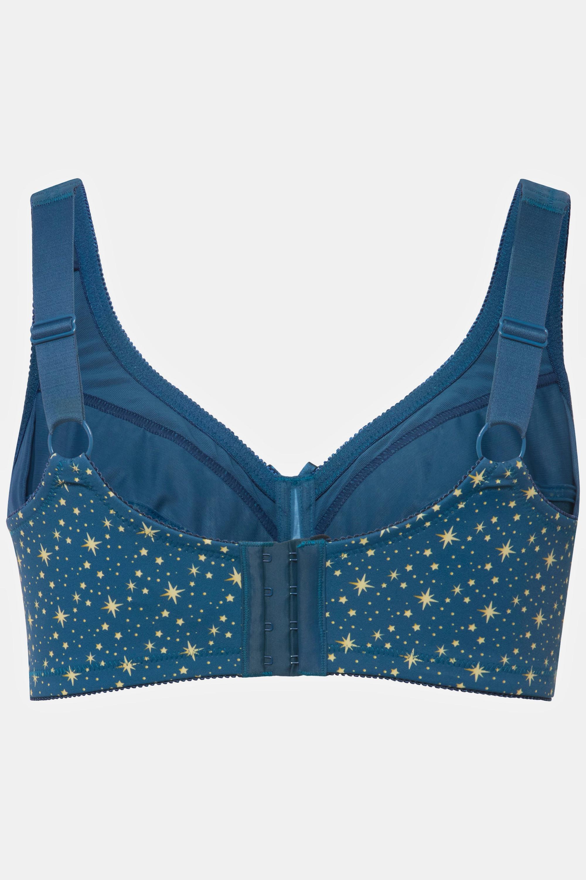 Ulla Popken  Soutien-gorge de maintien, sans armatures, motif étoiles, bonnet C - D 