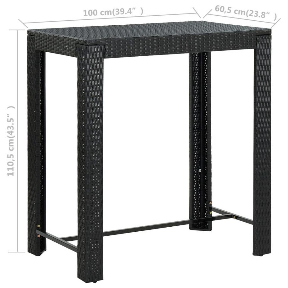VidaXL Table de bar rotin synthétique  