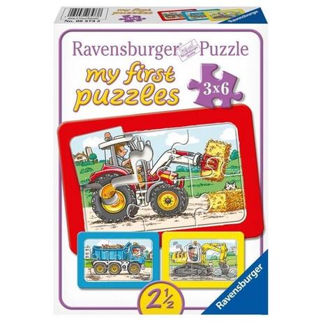 Ravensburger  Puzzle Ravensburger Bagger, Traktor und Kipplade 3 X 6 Teile 