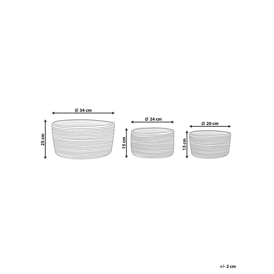 Beliani Lot de 3 paniers en Jute Boho JABAR  