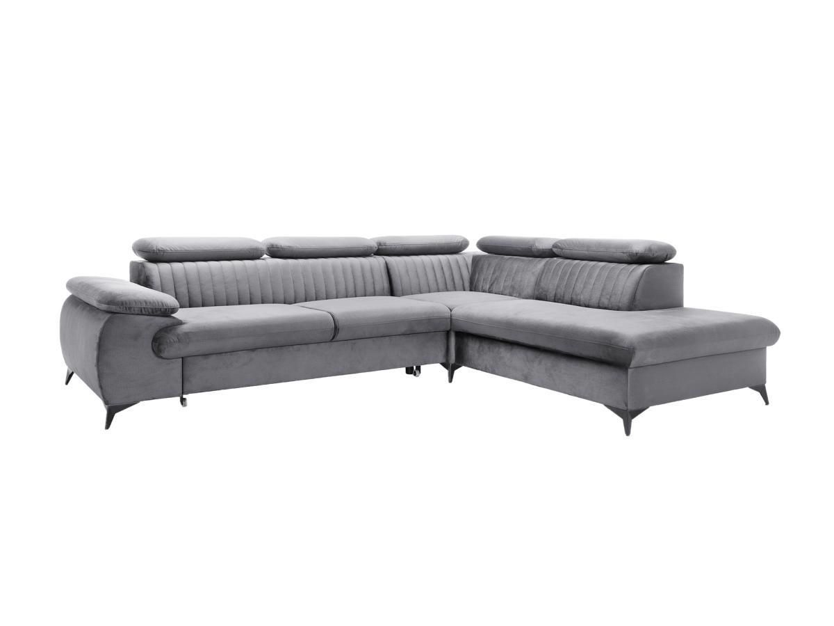 PASCAL MORABITO Großes Ecksofa mit Schlaffunktion - Ecke rechts - Samt - Hellgrau - SAMARA von Pascal Morabito  
