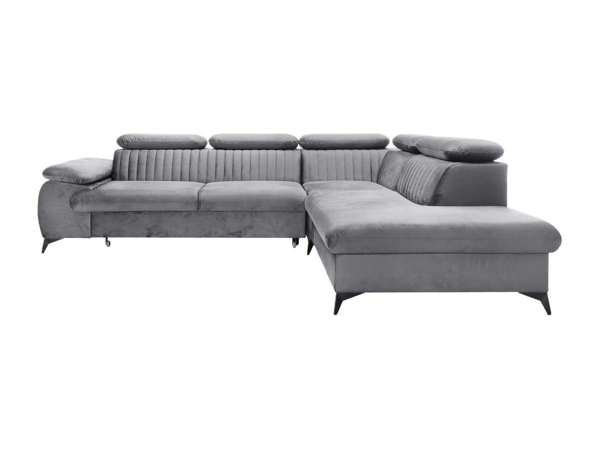 PASCAL MORABITO Großes Ecksofa mit Schlaffunktion - Ecke rechts - Samt - Hellgrau - SAMARA von Pascal Morabito  
