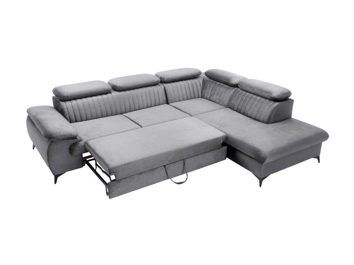 PASCAL MORABITO Großes Ecksofa mit Schlaffunktion - Ecke rechts - Samt - Hellgrau - SAMARA von Pascal Morabito  