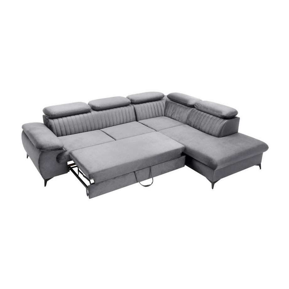 PASCAL MORABITO Großes Ecksofa mit Schlaffunktion - Ecke rechts - Samt - Hellgrau - SAMARA von Pascal Morabito  