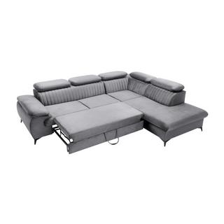 PASCAL MORABITO Großes Ecksofa mit Schlaffunktion - Ecke rechts - Samt - Hellgrau - SAMARA von Pascal Morabito  
