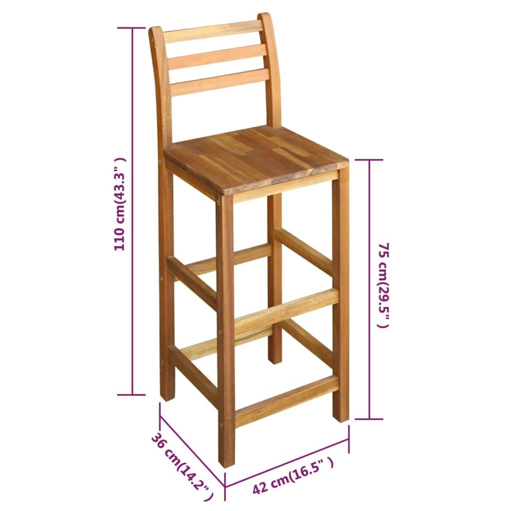 VidaXL Chaise de bar bois d'acacia  