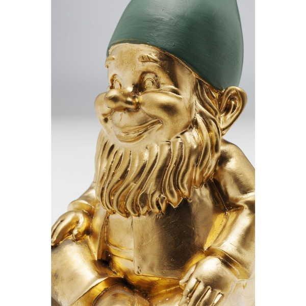 KARE Design Deko Figur Zwerg Sitting Gold Grün 19cm  