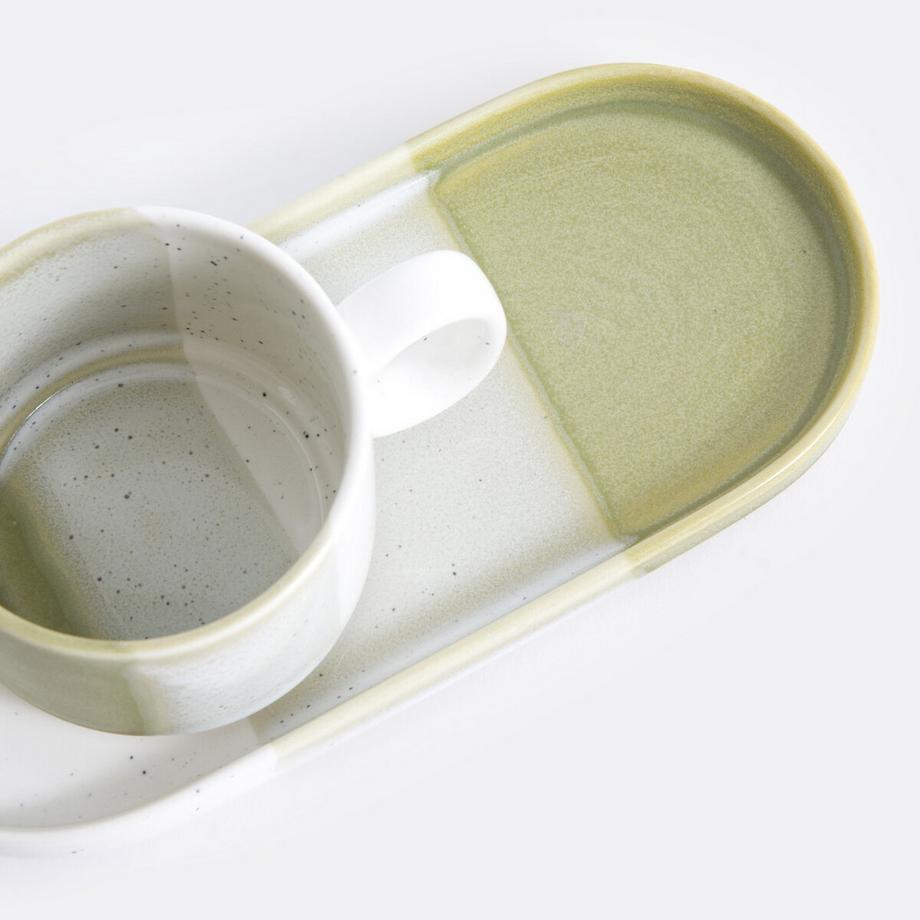 La Redoute Intérieurs Lot 2 tasses et sous-tasses grès émaillé  