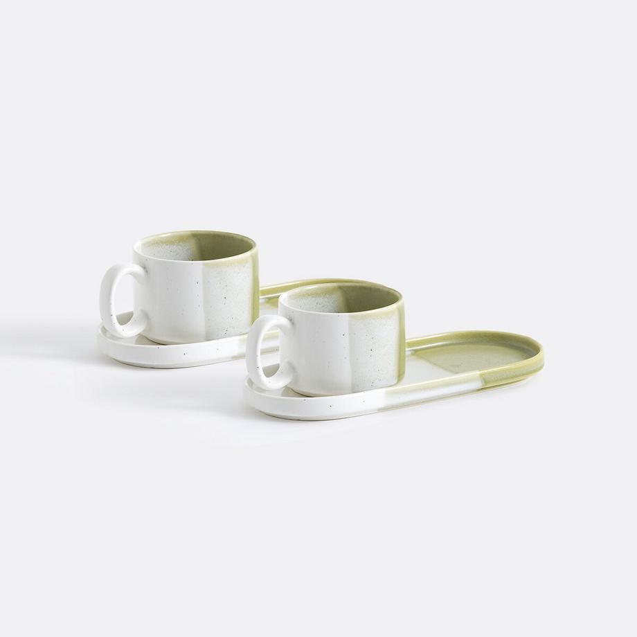 La Redoute Intérieurs Lot 2 tasses et sous-tasses grès émaillé  