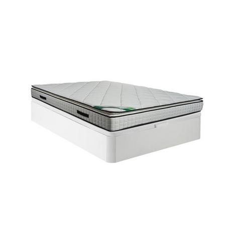 Vente-unique Ensemble 160 x 200 cm sommier coffre blanc + matelas mousse et coutil bambou ép.23cm - ADANA de NATUREA  
