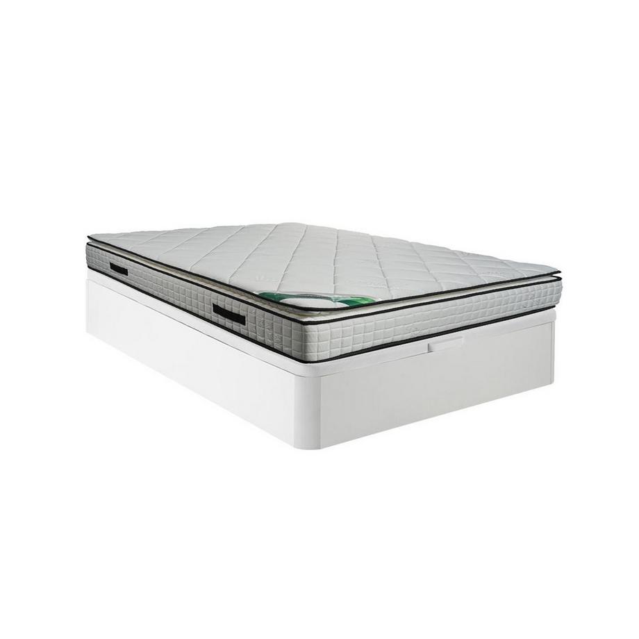 Ensemble 160 x 200 cm sommier coffre blanc + matelas mousse et coutil bambou ép.23cm - ADANA de NATUREA