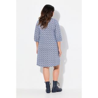 Ulla Popken Robe en jersey coupe trapèze décolleté en V manches 3/4  