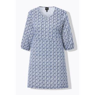 Ulla Popken Robe en jersey coupe trapèze décolleté en V manches 3/4  