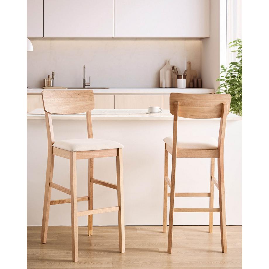 Beliani Set mit 2 Barstühlen aus Gummibaumholz  AMBLER  