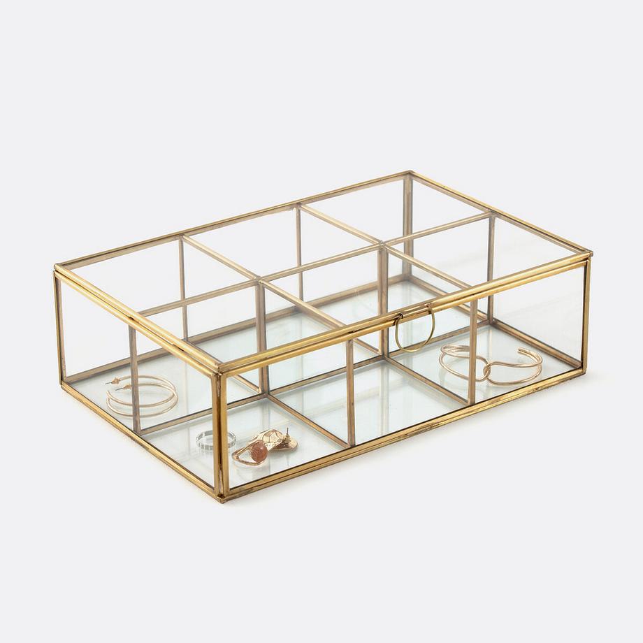 Glasbox Uyova mit Fächern