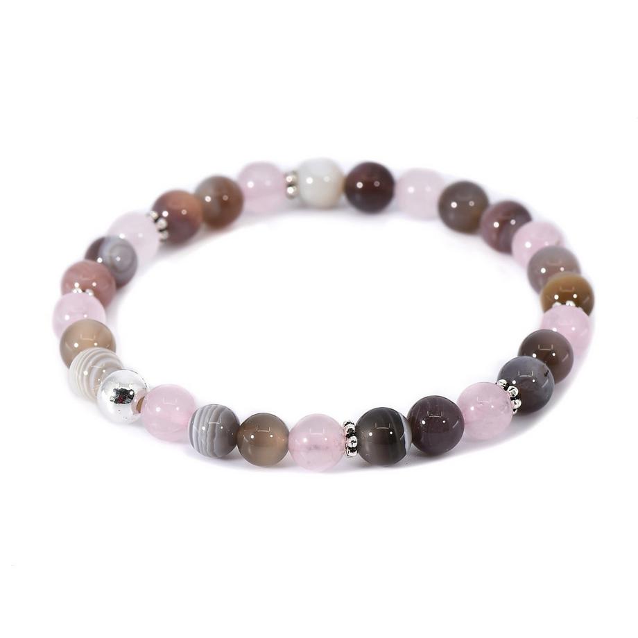 Balibay  Abelia  Stretch Armband mit Rosenquarz & Achat 