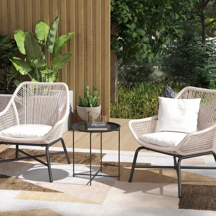 Northio Beistelltisch klappbar Gartentisch Ø46 x 50 cm Rund wetterfest Balkontisch mit klappbar Tischbeine Campingtisch Klapptisch Kaffeetisch für Wohnzimmer Büro Outdoor Indoor Schwarz Aosom  