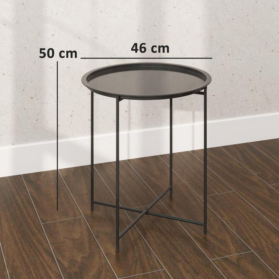 Northio Beistelltisch klappbar Gartentisch Ø46 x 50 cm Rund wetterfest Balkontisch mit klappbar Tischbeine Campingtisch Klapptisch Kaffeetisch für Wohnzimmer Büro Outdoor Indoor Schwarz Aosom  