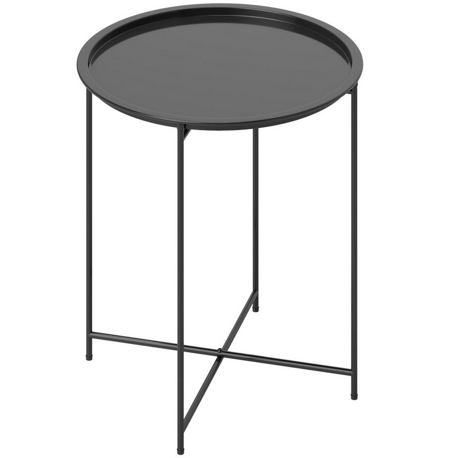 Beistelltisch klappbar Gartentisch Ø46 x 50 cm Rund wetterfest Balkontisch mit klappbar Tischbeine Campingtisch Klapptisch Kaffeetisch für Wohnzimmer Büro Outdoor Indoor Schwarz Aosom