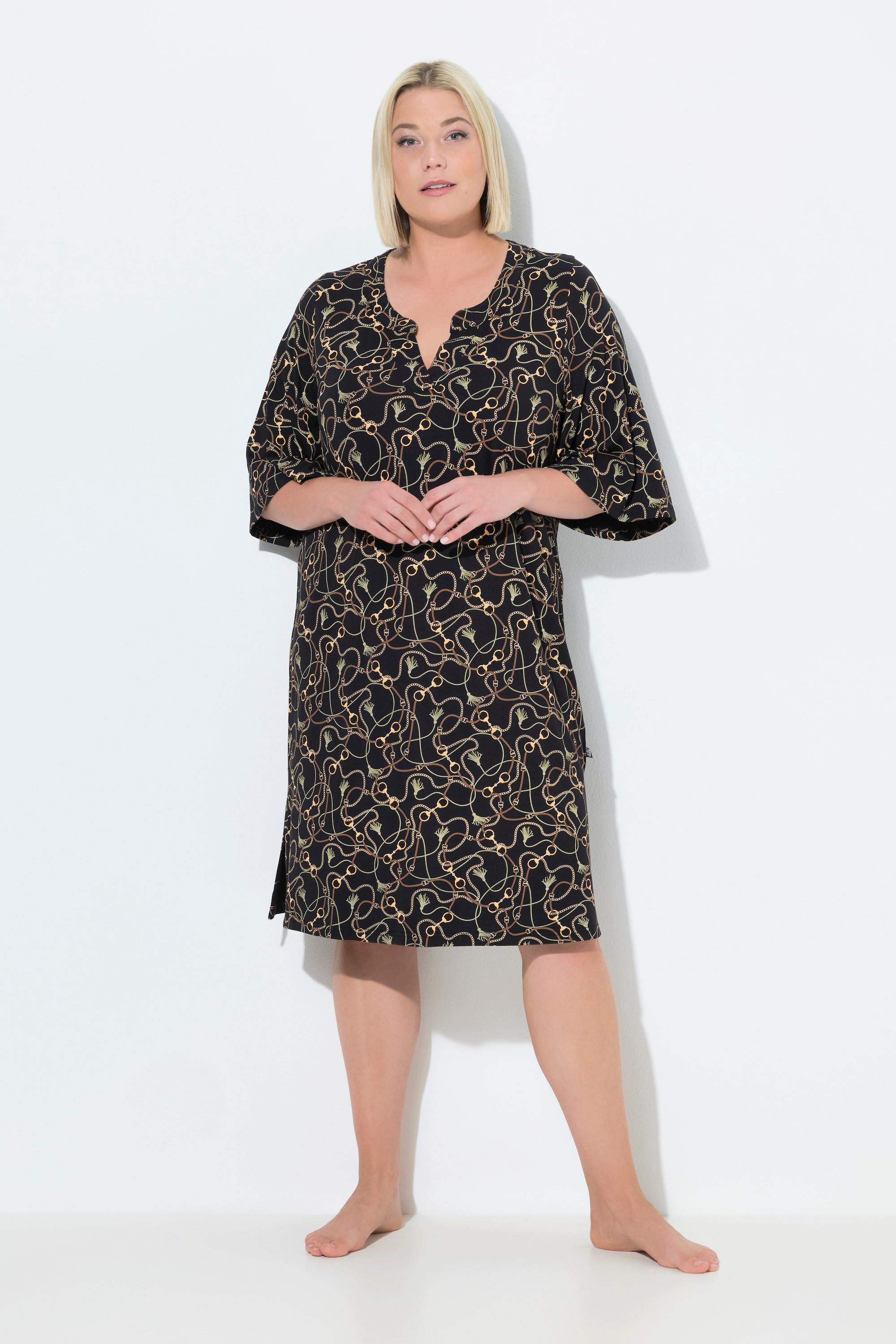 Ulla Popken Bigshirts Confezione Doppia Scollatura a Tunica Mezze Maniche Svasate  