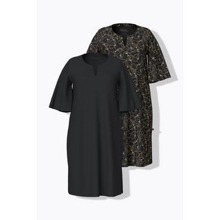 Ulla Popken Bigshirts Confezione Doppia Scollatura a Tunica Mezze Maniche Svasate  