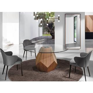 ANGEL CERDA Esstisch runde gehärtetes Glas aus Walnuss  