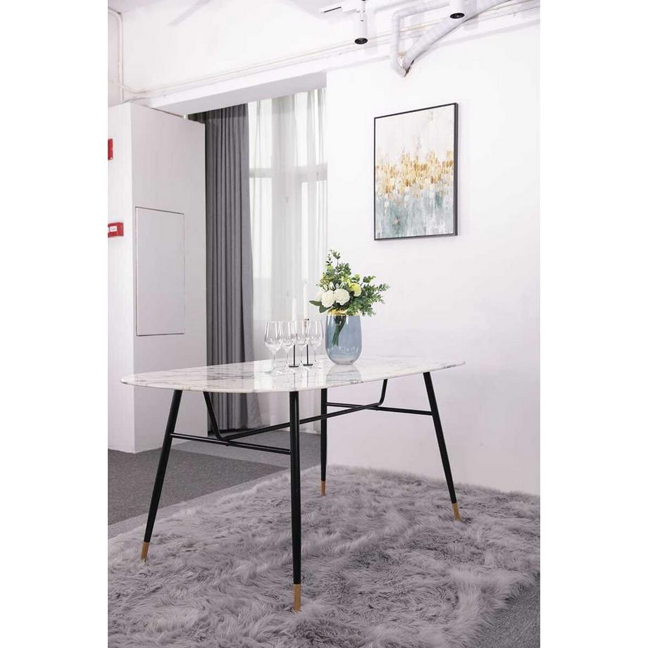 mutoni Tavolo da pranzo Nespera in vetro e metallo effetto marmo bianco 160  