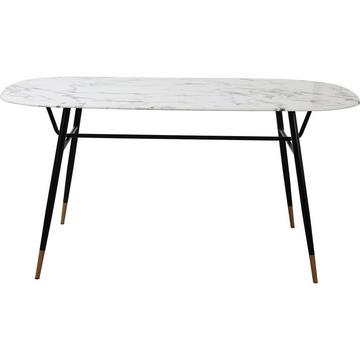 Tavolo da pranzo Nespera in vetro e metallo effetto marmo bianco 160