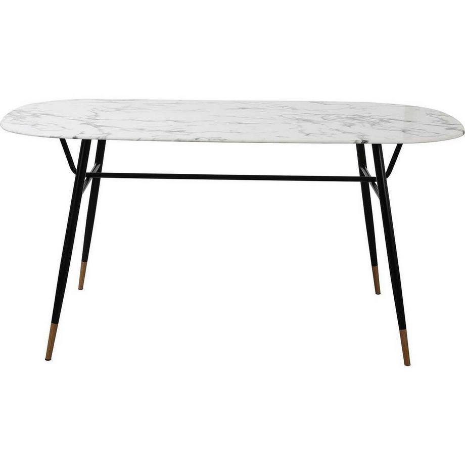 mutoni Tavolo da pranzo Nespera in vetro e metallo effetto marmo bianco 160  