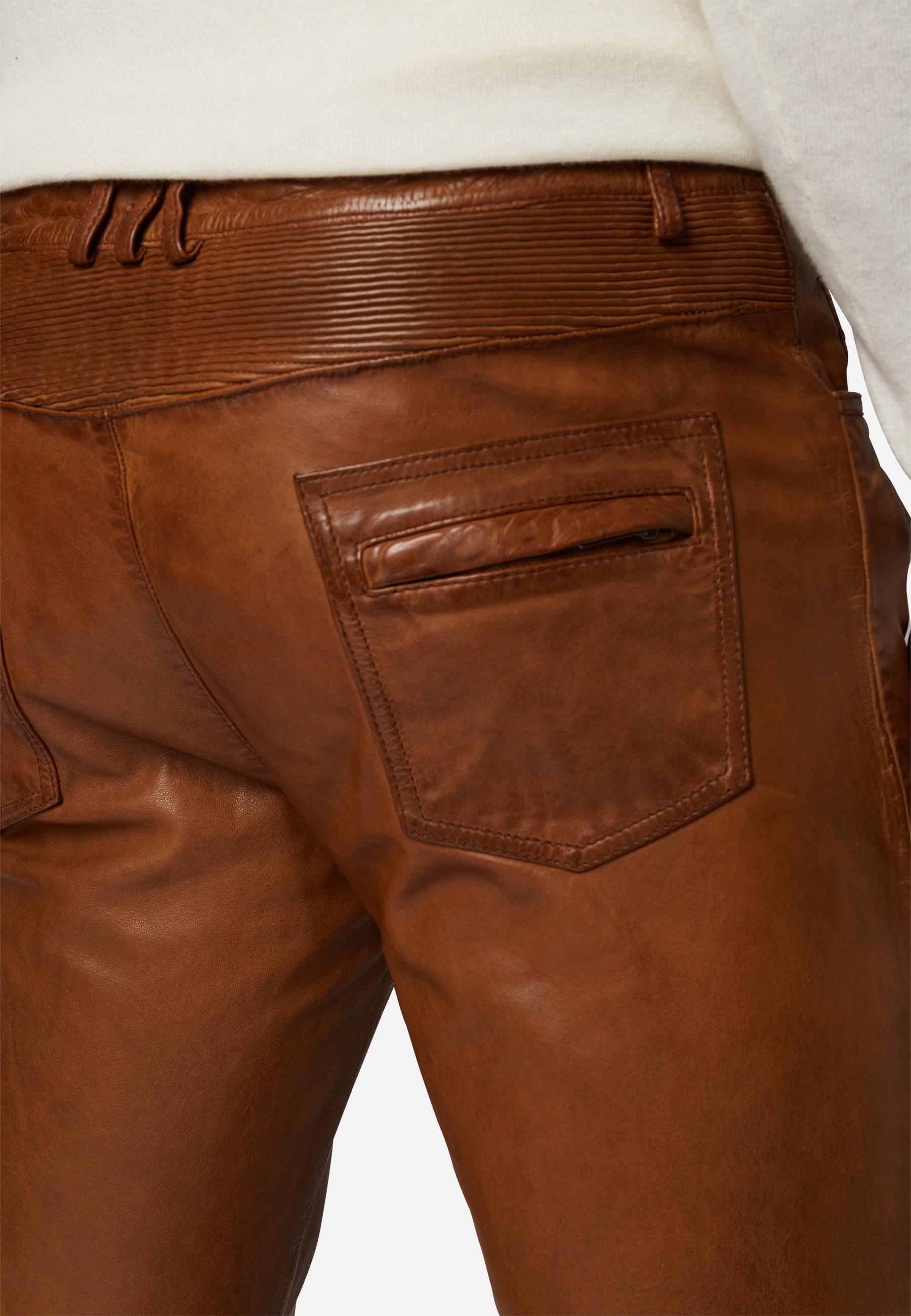 RICANO  Lederhose Franklin, Im klassischem 5-Pocket-Stil mit Bikerapplikationen 