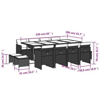 VidaXL Ensemble de salle à manger de jardin rotin synthétique  