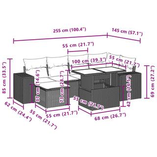 VidaXL Ensemble de canapés de jardin rotin synthétique  