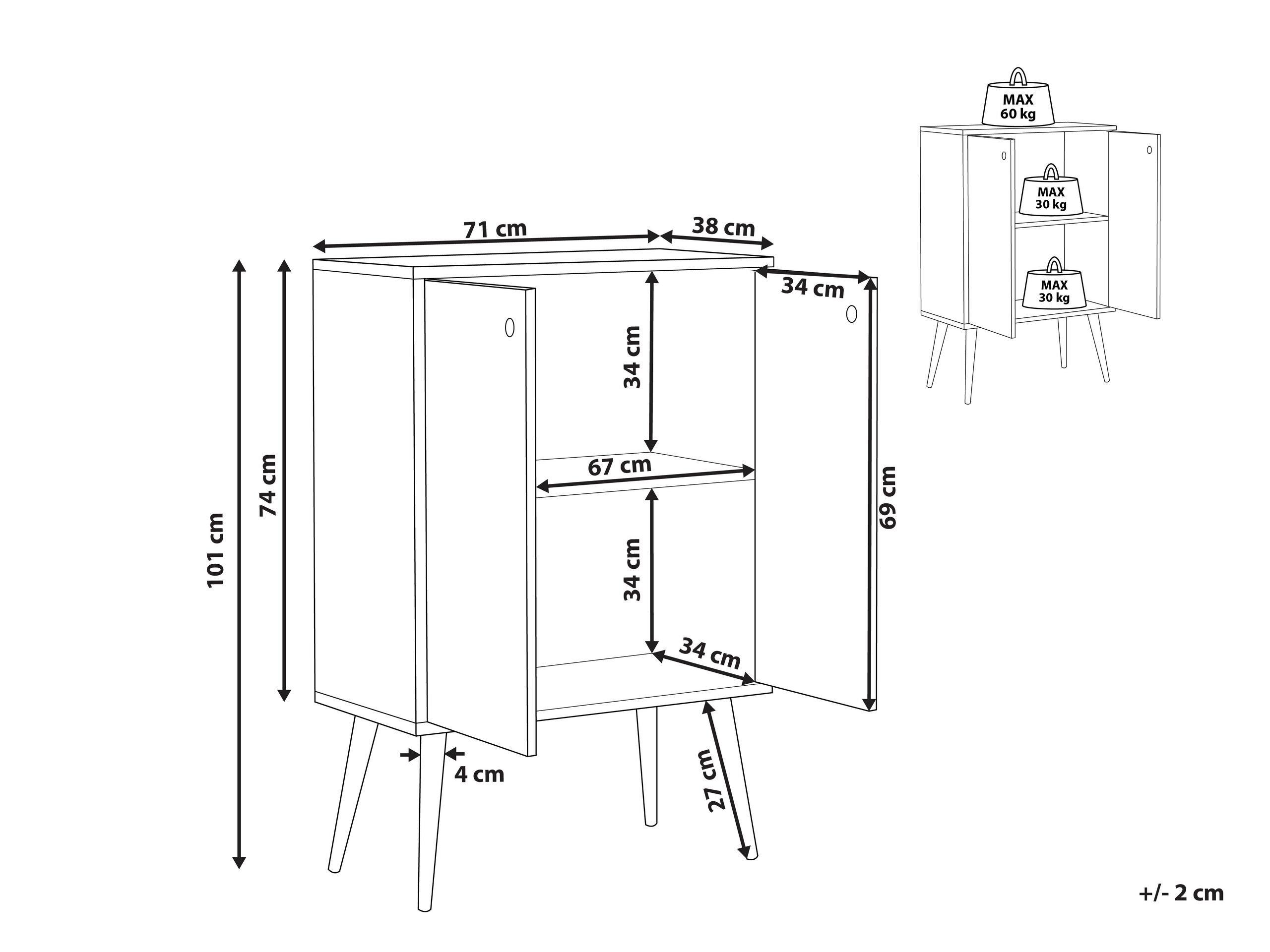 Beliani Sideboard aus Gummibaumholz Retro CHANDLER  