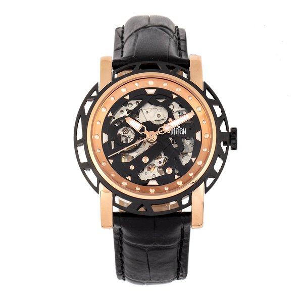 Reign  Montre Reign Stavros Squelette Automatique avec Bracelet en Cuir 