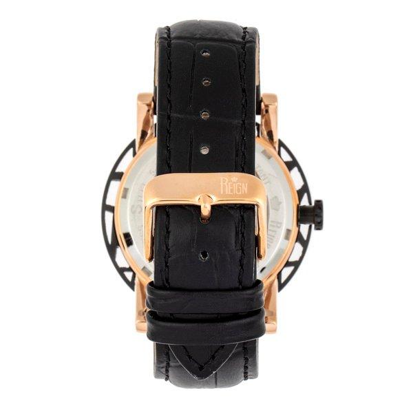 Reign  Reign Stavros Automatische Skelettuhr mit Lederarmband 