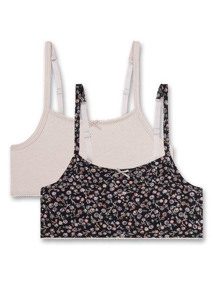 Sanetta  Sanetta Mädchen-Bustier (Doppelpack) Dunkelgrau und Rosa 