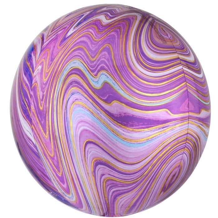 Image of Sphärischer Orbz Folienluftballon Marmoriert Lila