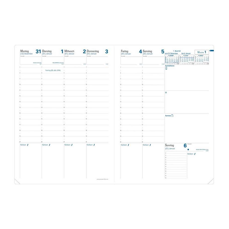 QUO-VADIS Quo Vadis - Agenda - 2025 - Consul - Semainier Planning - Allemand - Impala - Bleu - 13 mois de décembre à décembre - 21x29,7 cm - Papier Clairefontaine blanc - Fabrication française  
