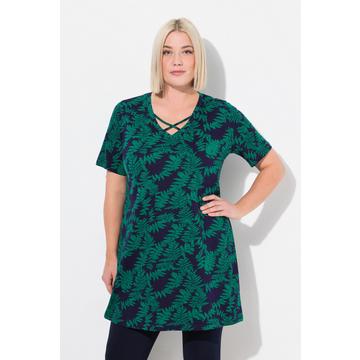 Longshirt, Zierbänder, A-Linie, V-Ausschnitt, Halbarm