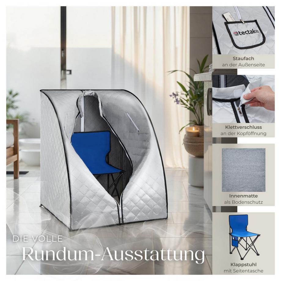 Tectake  Mobile Dampfsauna ThermaLuxe II 2 Liter Dampfgenerator mit 1000 W 15 Temperaturstufen und Timerfunktion 